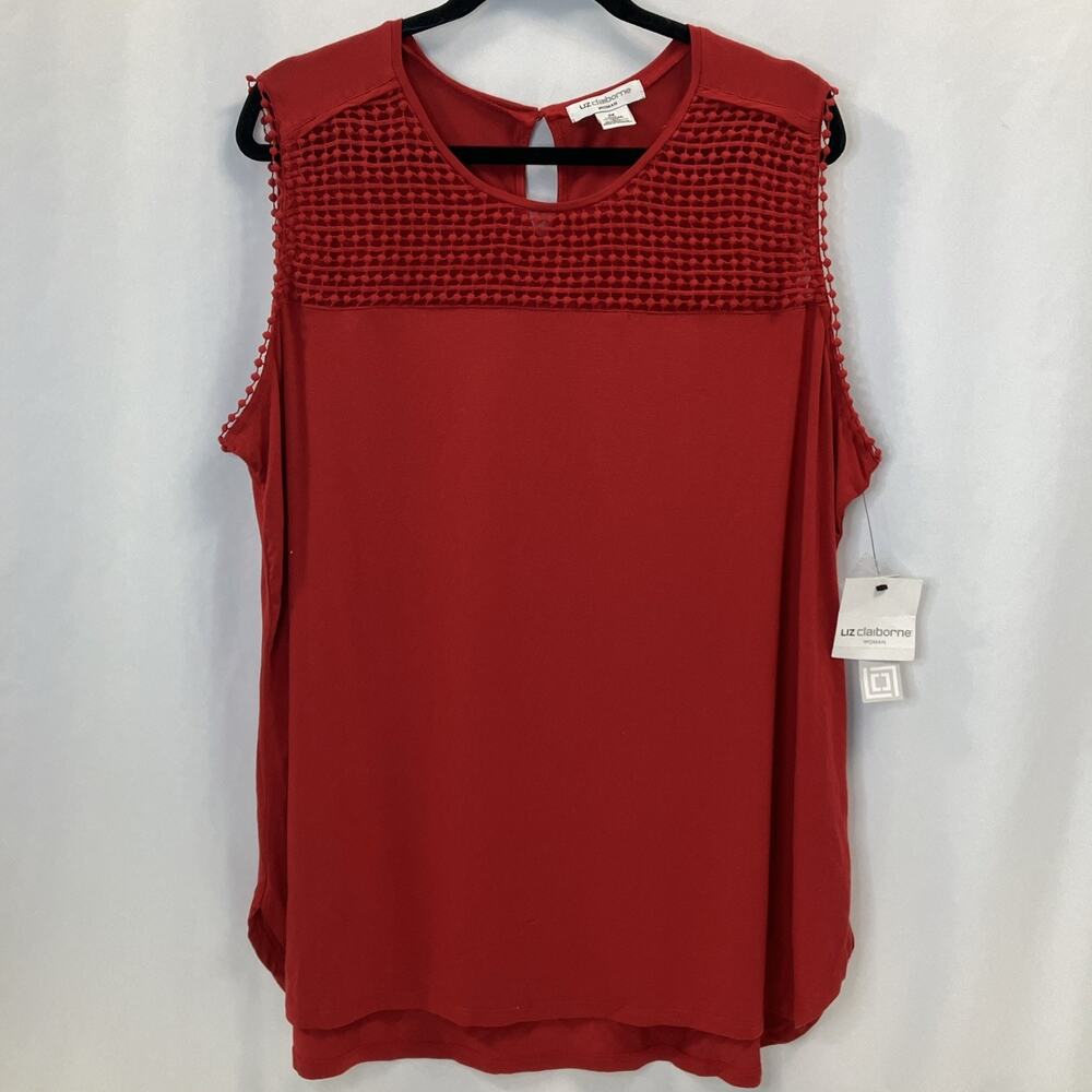 Liz Claiborne Red Tank Top Sleeveless Blouse Woman 2X Plus